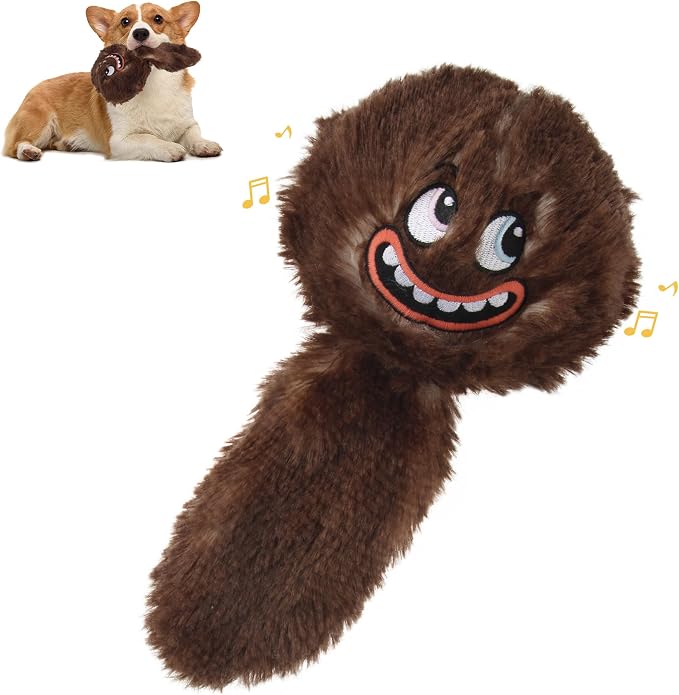 PETGEEK Upgraded Vibrating Squeaky Dog Ball, Rechargeable 900mAh, Brown