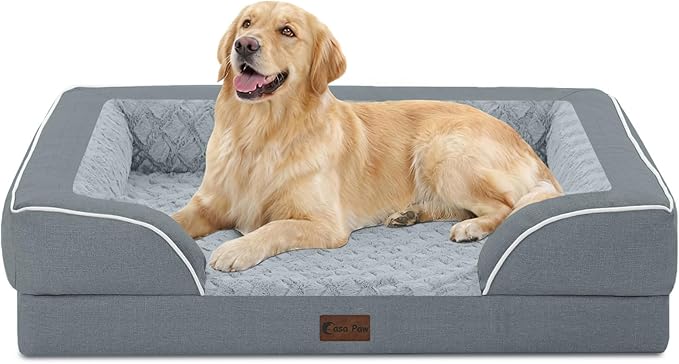 Waterproof Orthopedic Dog Bed for Large Dogs, 36x27in, Grey | Orthopedic Foam Relieves Joint Pressure, Bolsters Supports Head And Neck, Washable Cover, Non-Slip Bottom