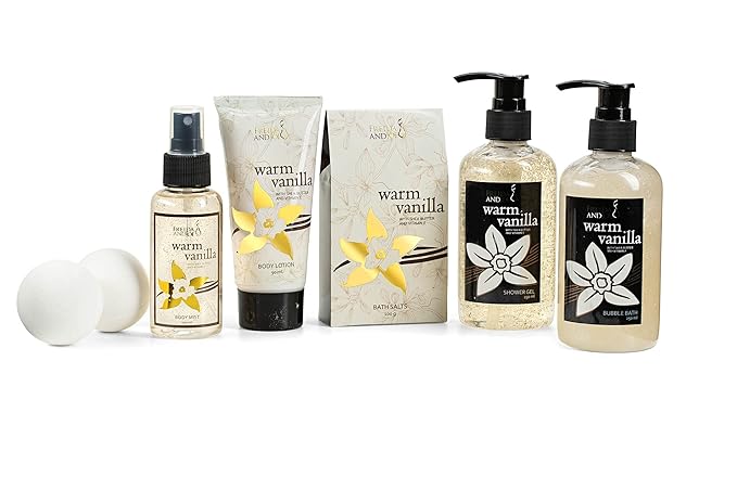 Bath and Body Gift Basket For Women and Men Warm Vanilla Bath & Body Collection Includes Shower Gel, Bubble Bath, Body Lotion, Body Mist & More – Mother's Day Gift for Mom