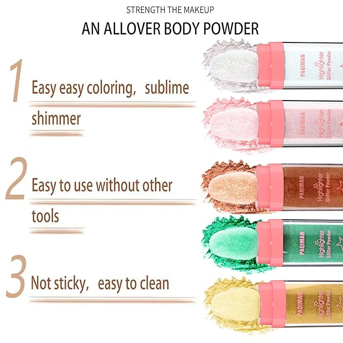 Gold Glitter Powder, Sparkling Neon Outfit Party Rave Festival Accessories Body and Face Highlighter Makeup.(05# Gold)