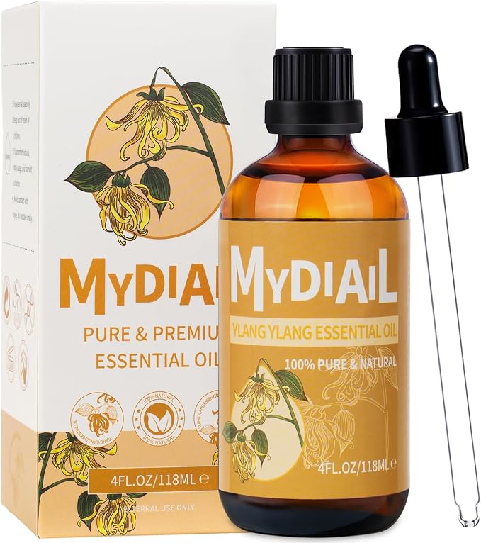 Ylang Ylang Essential Oil (4 OZ) Natural Ylang Ylang Oil Long Lasting Aromatherapy Essential Oil for Diffuser, Bathing, Skin & Hair Care, Massage, Candle Making, Perfume - 118ml