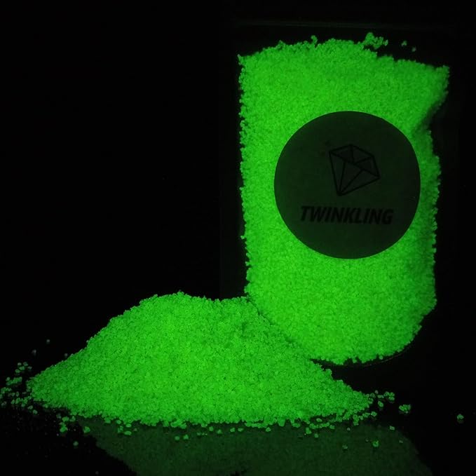 TWINKLING Glow in The Dark Crushed Glass, Broken Glass Glitter, Glow in The Dark Stones Gems Chips for DIY Resin Art Epoxy Crafts, Nail Art, Jewelry Making, Geode Painting, 0.85mm(100g) (Yellow)