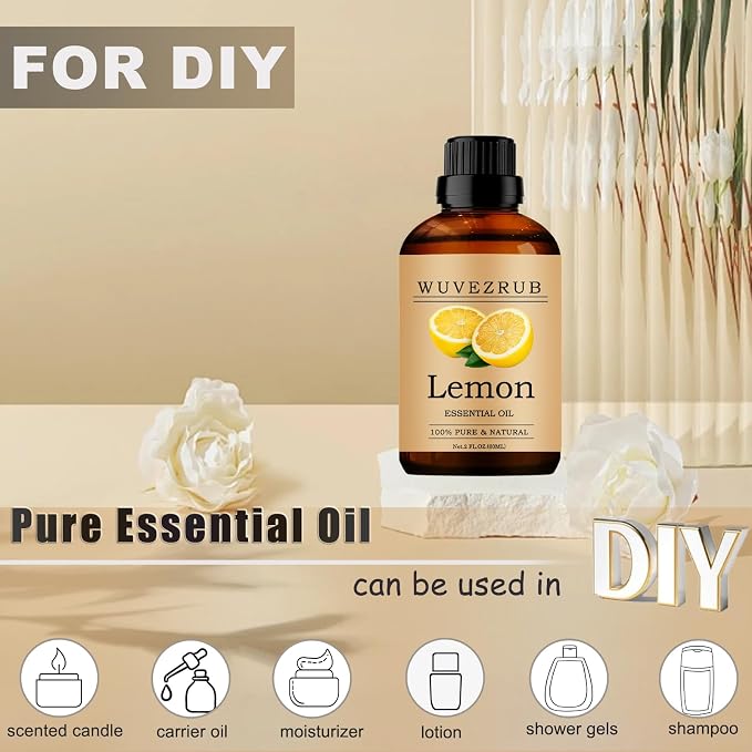 Lemon Essential Oils, 60ML Pure and Natural Essential Oil for Aromatherapy Diffuser - Lemon /2 Fl Oz