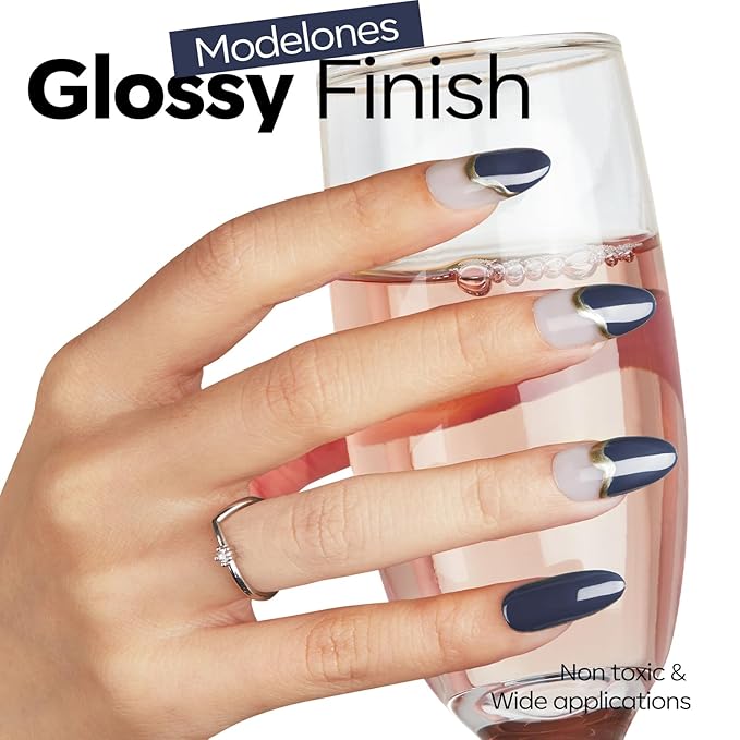 modelones Blue Gel Nail Polish Navy, Dark Blue Deep Color Soak Off LED UV Lamp DIY Nail Manicure Art Design 15ML