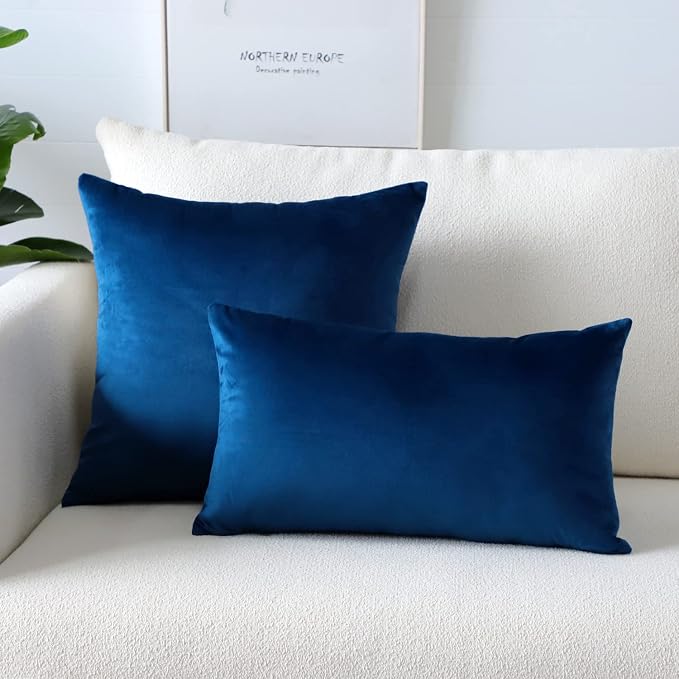 Artscope Luxury Velvet Pillow Covers Super Soft Decorative Square Throw Pillow Covers Case Cushion Covers for Sofa Couch Bedroom Car Decor 18x18 Inch Navy Blue