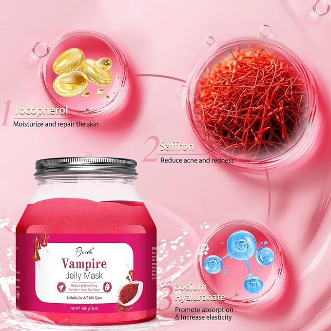 Jelly Masks for Facials Professional, Vampire Jelly Mask Powder with Mixing Bowl Set, Peel Off Face Mask Skincare for Hydrating, Smoothing & Nourishing, Hydrojelly Masks Gift Set DIY Spa