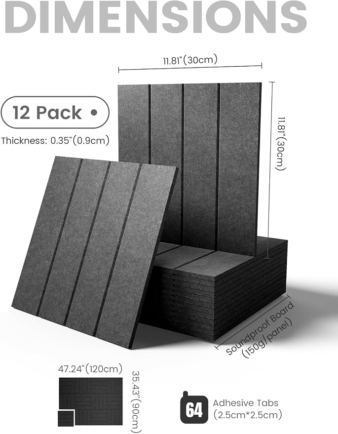 Fluxynara Felt Bulletin Board & Cork Board Alternative, Charcoal Gray | 48" x 36" Pin board, Removable Adhesive Tabs, Easy Install Without Wall Damage, For Home Office Decor