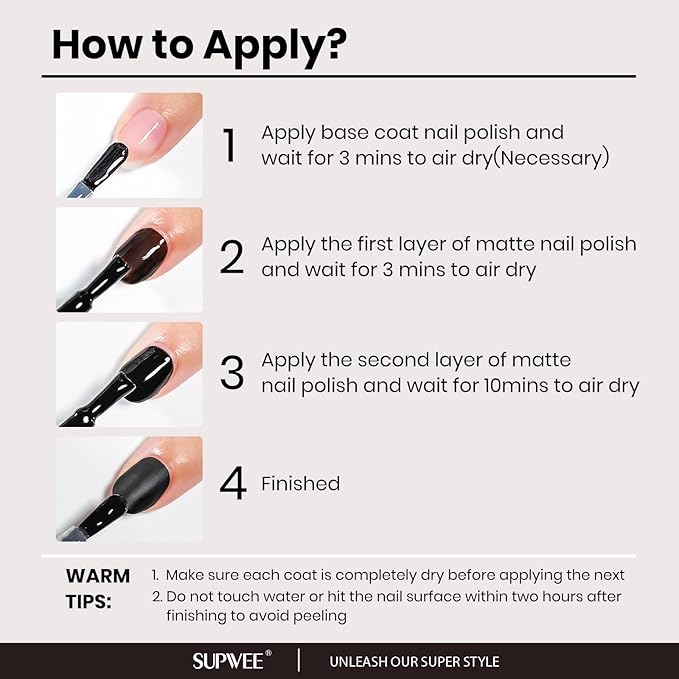 Black Nail Polish Quick Dry Nail Polish Fall Colors Matte Effect, Fast Drying Regular Nailpolish, Air Drying, Lacquer, Oil-based, Air Dry, Vegan, Fast Drying, Streak, Long Lasting