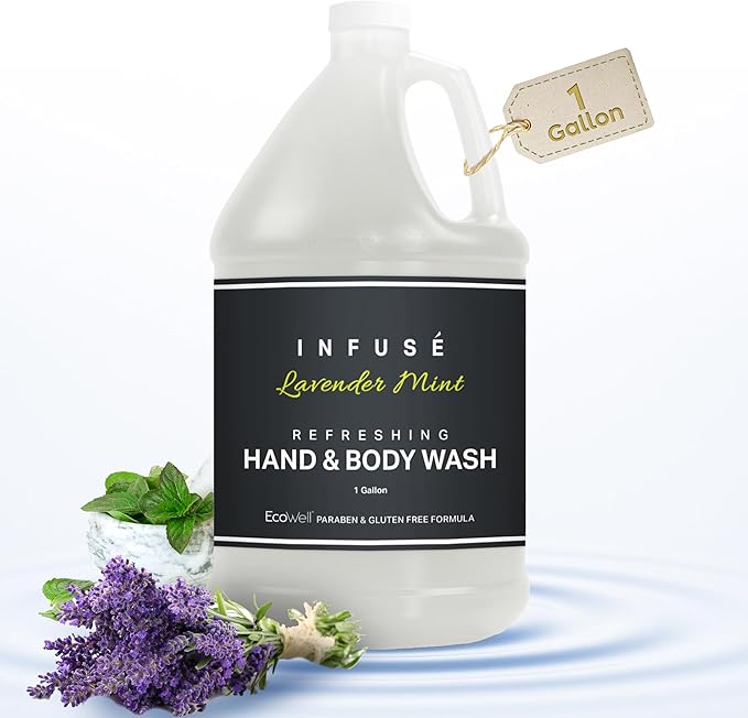 1-Shoppe All-in-Kit Hand/Body Wash | Infuse Lavender Mint Hotel | 1 Gallon | For Hospitality & Vacation Rentals to Refill Dispensers | (Single Gallon)