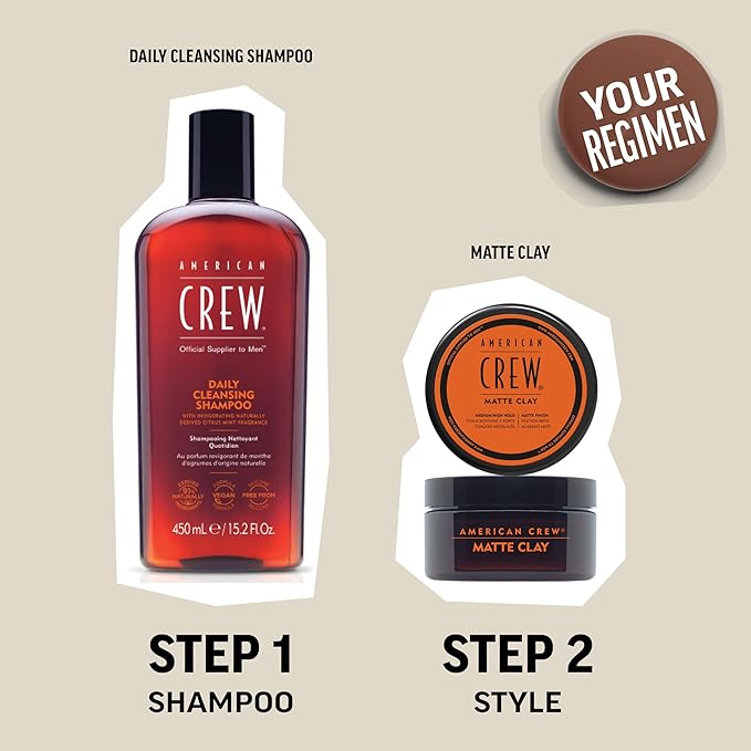 American Crew Men's Hair Matte Clay, Like Hair Gel with Medium/High Hold, 3 oz