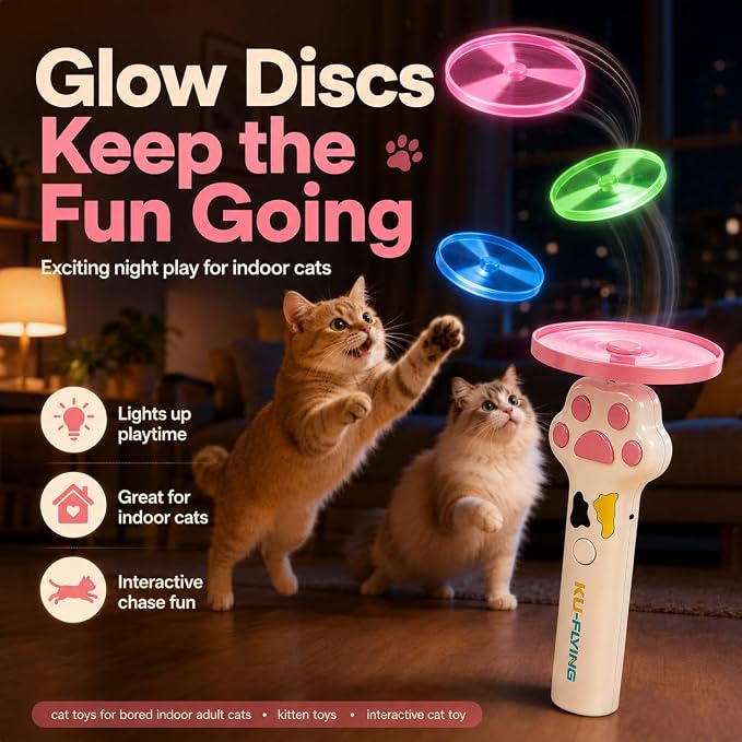 Cat Toy Launcher for Kitten Toys, Cat Toys Interactive, Automatic Cat Toy | Interactive Cat Toys for Indoor Cats, Cat Fetch Toy Launcher with 10 Discs, Cat Toys for Bored Indoor Adult Cats,Best Cat Toy