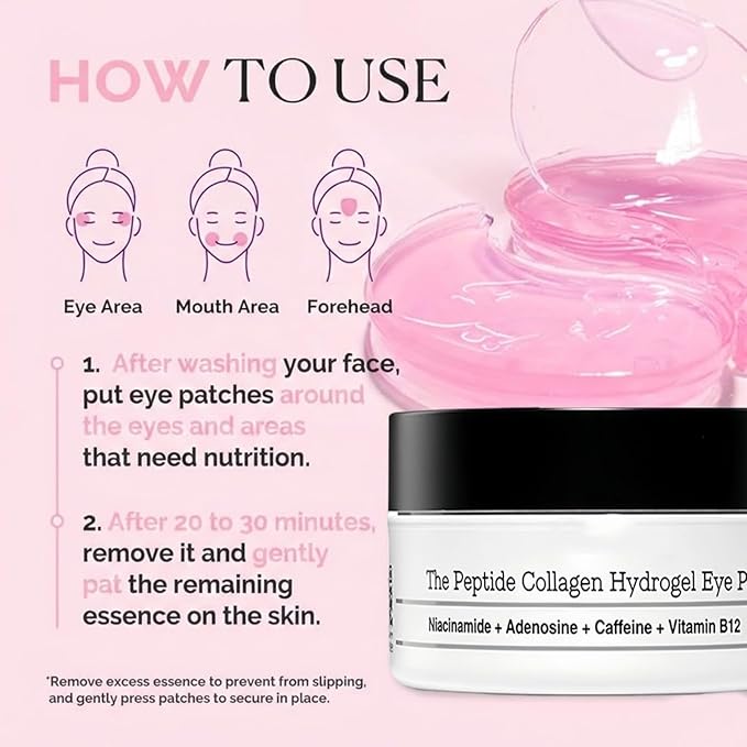 Collagen Collagen Hydrogel Eye Masks for Puffy Eyes and Dark Circles, 60 Piece Set Skin Care Eye Patch (1PCS)