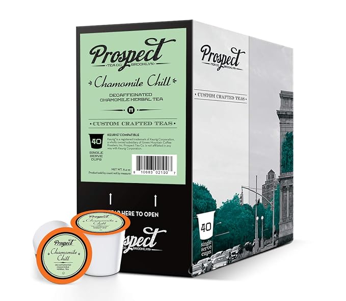 Prospect Tea Co. Decaffeinated Chamomile Chill Herbal Tea Pods Compatible with K Cup Brewers Including 2.0, 40 Count