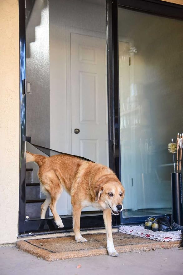Screen Pet Door Kit for Existing Patio Screen Doors | Entrance for Dogs & Cats | Kit Only, No Screen | Plus Extra Black Tape & Magnetic Closures