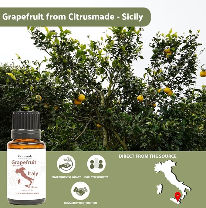 Grapefruit Essential Oil - Direct from Citrusmade in Sicily- Pure Essential Oil for Diffusers and Aromatherapy | 100% Pure Therapeutic Grade (2LBS)