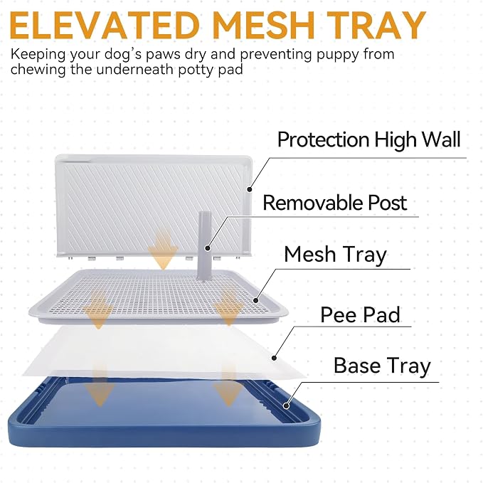 PAWISE Dog Training Pee Pad Holder Tray, Indoor Puppy Potty Pee Pad Floor Tray Dog Toilet, 24.8''X19.3', Large
