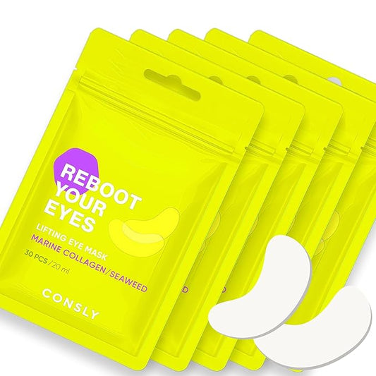 150 Pcs (5 Packs x 30) Marine Collagen & Seaweed Eye Masks – Fabric Under Eye Patches for Anti-Aging, Puffiness & Hydration