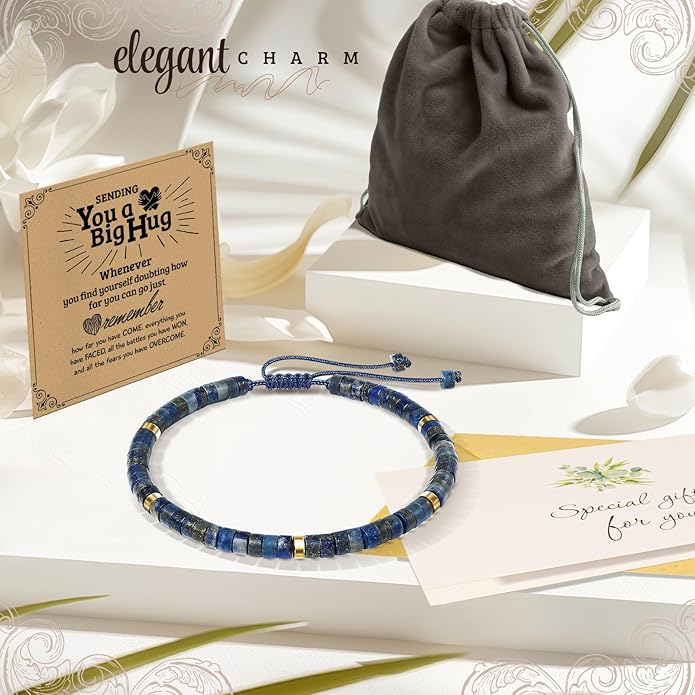 Inspirational Gifts Bracelets for Women: Valentines Mothers Day Birthday Gifts for Women Friends Sister Mom - Healing Natural Stone Beads Bracelets Thinking of you Get Well Soon Gift for Women