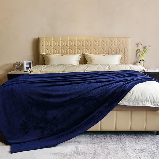 Fleece Plush Throw Blanket Navy Blue 90"x90"for Couch Fuzzy Cozy Flannel | Super Soft Lightweight Microfiber Blanket for Sofa Bed bedroom Home Decor All Season,Birthday Gifts for Women Mom Adult