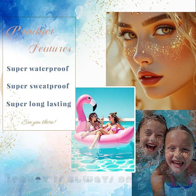 Glitter Freckles, 12 Pcs Sparkle Glitter Freckles Face Halloween Tattoos for Women Girls Temporary Face Tattoos Halloween Makeup Concert Festival Rave Accessories