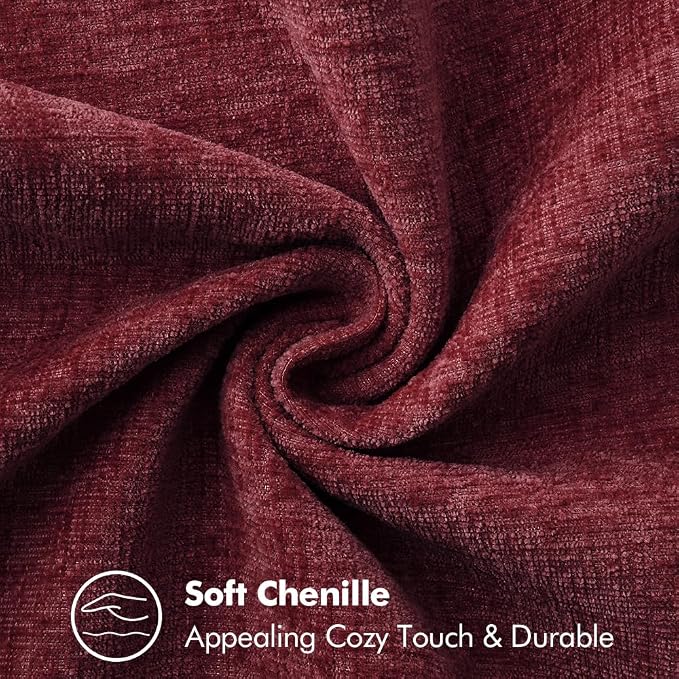 MIULEE Decorative Couch Throw Pillow Covers 18x18 Inch Burgundy Red 2 Pack | Farmhouse Pillow Covers with Stitched Edge, Soft Chenille Cushion Cases, for Sofa Bed Living Room Home Decor