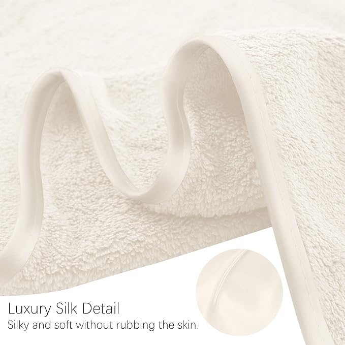 TENSTARS Silk Hemming Hand Towels for Bathroom - Quick Drying - Ultra Soft Microfiber Absorbent Towel for Bath Fitness, Gym, Shower, Hotel, and Spa - 16x28 Inch | Set of 6, Cream