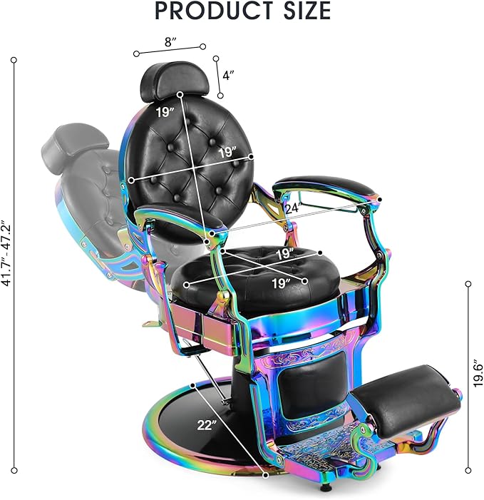Artist hand Retro Barber Chair Heavy Duty Barber Chairs Vintage Salon Chair Hydraulic Recline Beauty Spa Styling Equipment Rounded Cushioning with Puckered Button (Laser Frame)