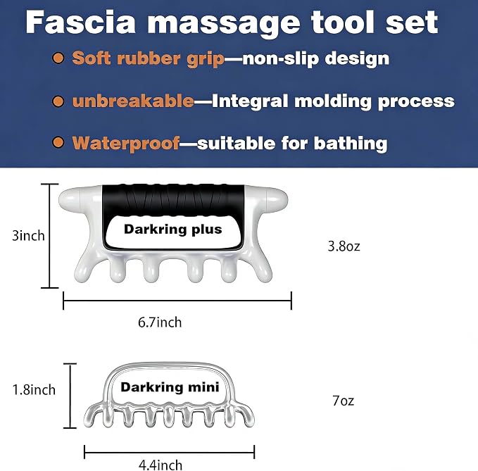 DARKRING Stainless Steel & Engineering Plastic Facial Massage Tool Set - Pressure Point Blaster for Tissue & Fascia, Trigger Point Massage Tool (Black)