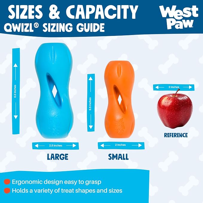 WEST PAW Qwizl Durable Zogoflex Dog Puzzle Toy for Mental Stimulation, and Enrichment - Treat Dispensing for Bully Sticks and Dental Sticks - Dishwasher Safe - Made in USA - Small - Tangerine