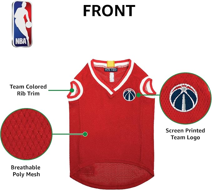 Pets First NBA WASHINGTON WIZARDS DOG Jersey, Small - Tank Top Basketball Pet Jersey