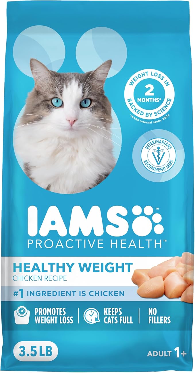 IAMS Proactive Health Healthy Weight Dry Cat Food, Chicken, 3.5 lb | Veterinarian-recommended, real chicken #1 ingredient, protein & fiber blend for weight management, supports healthy energy