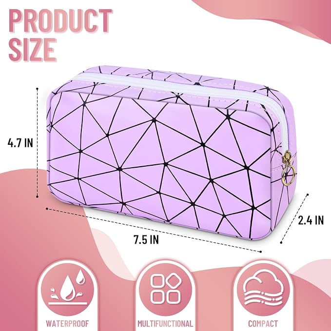 Tampon Holder for Purse Period Bag Waterproof Geometric PU Sanitary Napkin Storage Bag Portable Menstrual Cup Pad Pouch Cute Makeup Bag Feminine Gift Purple