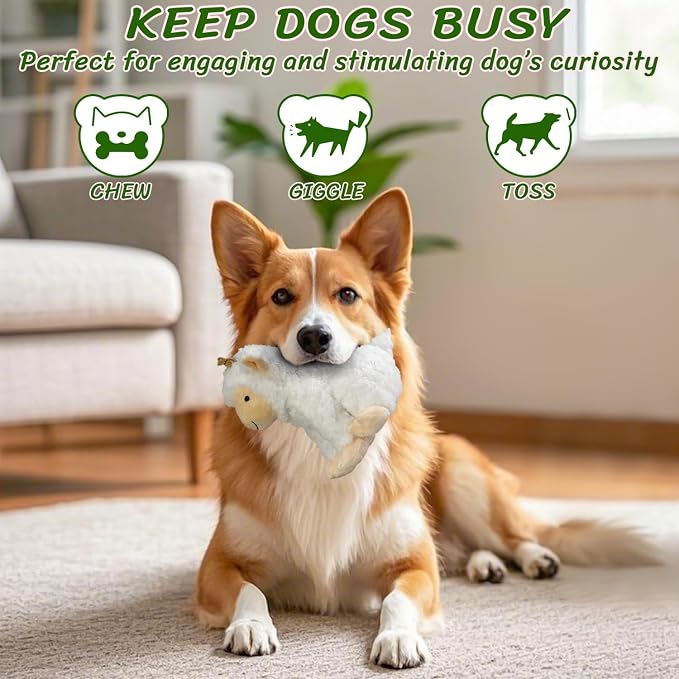 Squeaky Stuffed Dog Toys, Chew Sheep for Large Medium Small Breeds