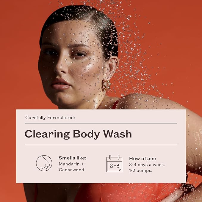 frank body Clearing Body Wash | Vegan & Cruelty Free | With Salicylic Acid for Removing Stubborn Dead Skin, Excess Oil, Black & White Heads| Mandarin & Cedarwood Scent | (360mL / 12.17 fl oz)