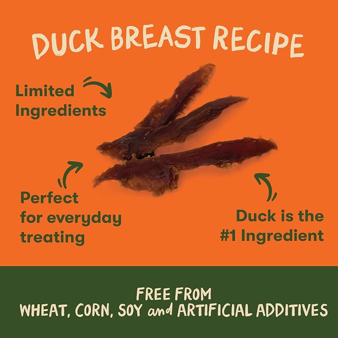 Pet 'n Shape Duck Breast Jerky Dog Treats - 16 Ounce | Premium duck breast recipe, Limited ingredients, Wheat and soy free, Training reward, For all life stages, High protein
