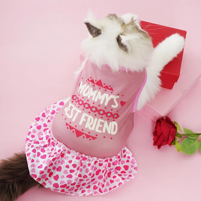 Pistha 4 Pack Dog Dresses Adorable Girl Puppy Printed Dresses Pets Apparel | Printed Pet Doggy Clothes for Small Dogs Cats Girl Holiday Apparel Dresses