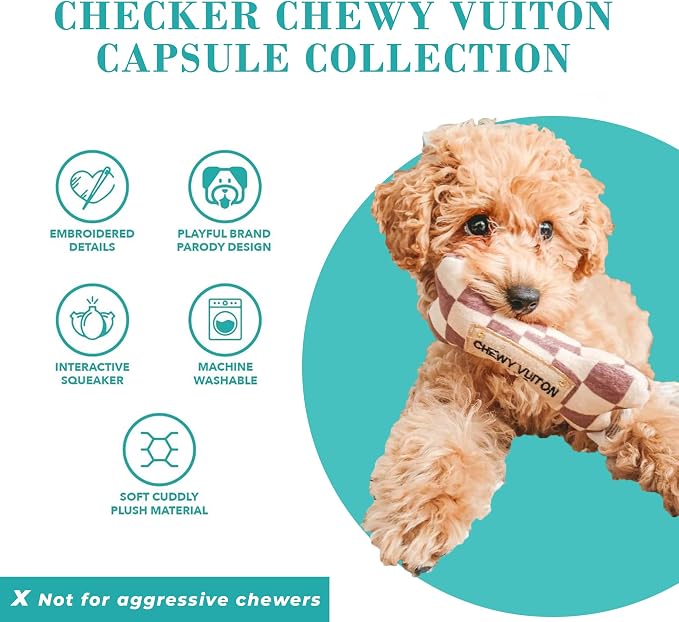 Haute Diggity Dog Chewy Vuiton Bone Ball & Handbag Designer Plush Dog Toy