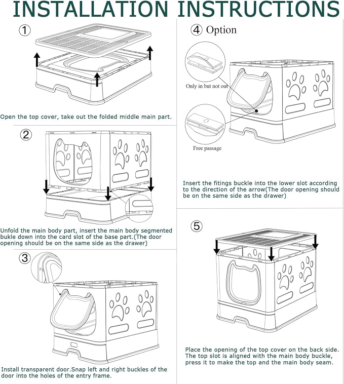 Cat Litter Box with Lid, Covered Top Entry Kitten Litter Pan for Small and Medium Cats, Anti-Splashing Kitty Potty with Slide-Out Litter Tray