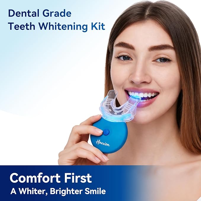 Teeth Whitening Kit, LED Accelerator Light, 3 Carbamide Peroxide Whitening Gel, Dental-Grade Whitening at Home