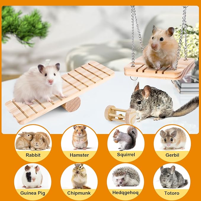 Hamster Toys Set, Guinea Pig Toys Bunny Small Animal Chewing Toy for Cage