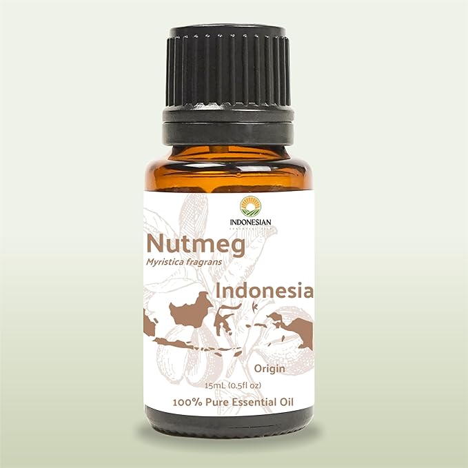 Nutmeg Essential Oil - Direct from Central Java, Indonesia - Pure Essential Oils for Diffusers, Muscle Relief and Aromatherapy | Premium Therapeutic Grade (15ml)
