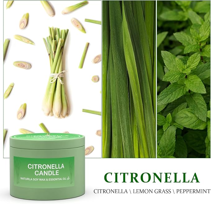 Citronella Candles Outdoor, 2-Pack Natural Citronella Scented Candles for Outside Patio, Garden&Camping, Summer Gifts for Indoor Home Fresh and Cool Aromatherapy Candles