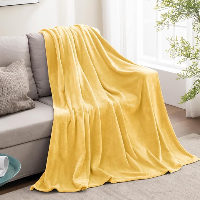 BEDELITE Fleece Blanket Soft Plush Twin Size Blanket Cream Yellow 60"x80" | Ultra Soft Fleece, Plush Microfiber, Lightweight Warmth, All Season Comfort, Fade Resistant, Machine Washable, Couch Sofa Bed