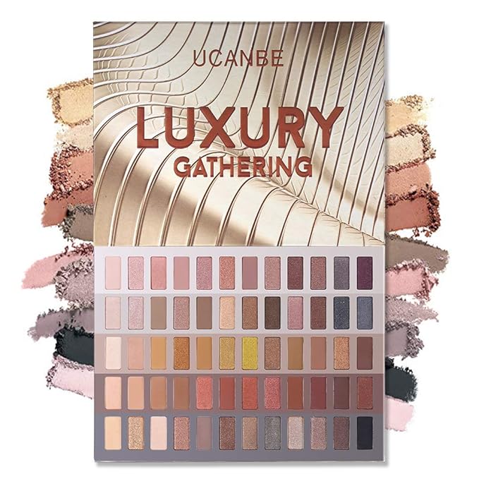 UCANBE 60 Colors Naked Eyeshadow Palette, Warm Neutral Nudes Makeup Pallet, Natural Matte Glitter Shimmer Smokey Eye Shadows Halloween Cosmetic Gift Kit