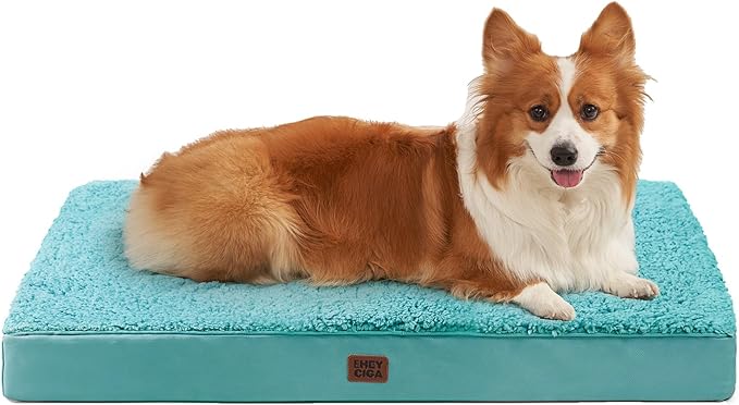 EHEYCIGA Orthopedic Dog Bed Large with Removable Washable Cover, 35x23 | Egg Crate Foam Support, Durable Oxford fabric, Non-Slip Bottom, Machine Washable, Soft Waterproof Plush Pet Bed Mat For Crate
