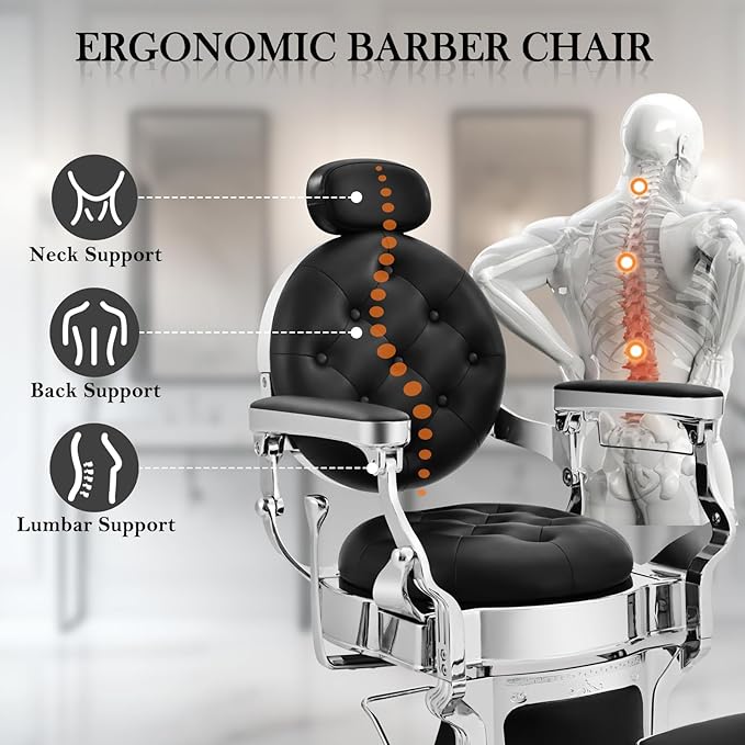 Barber Salon Chairs for Barbershop, Professional Salon Styling Chair for Hair Stylist with Heavy Duty Hydraulic, 360 ° Swivel Spa Beauty Tattoo Massage Equipment