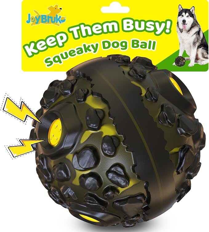Dog Giggle Balls for Aggressive Chewers Interactive Dog Toy Ball | Fun Squeaky Sound to Keep Them Busy, Durable Rubber Chew Toys, for Small Medium Large Dogs, Indoor & Outdoor, Yellow