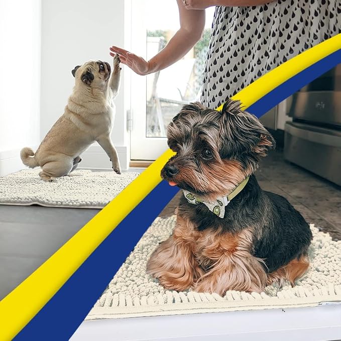 Muddy Mat® | Super Water Absorbent Door Mat Indoor, Microfiber Quick Dry Chenille Entryway Rug, Slip Resistant Front Door Mat, Indoor Mats for Entryway, Machine Washable Pet Rug, Ivory 30" x 60"