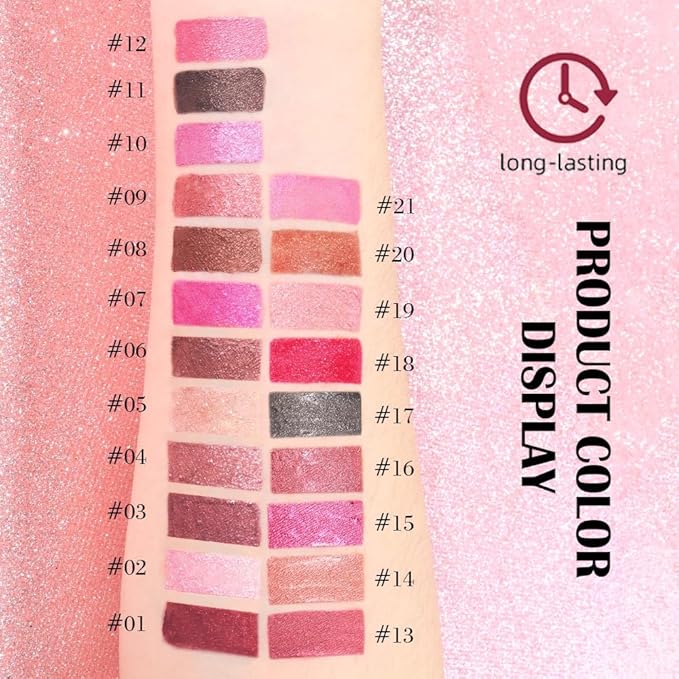 Kaely 2-in-1 Crushed Ruby Red Metallic Lipstick and Lip Liner, Shimmer Liquid Metallic Lipsticks for Women, Glitter Lip Gloss Stain Long Lasting Waterproof Smudge Proof 24 Hour, Vegan Makeup, 18