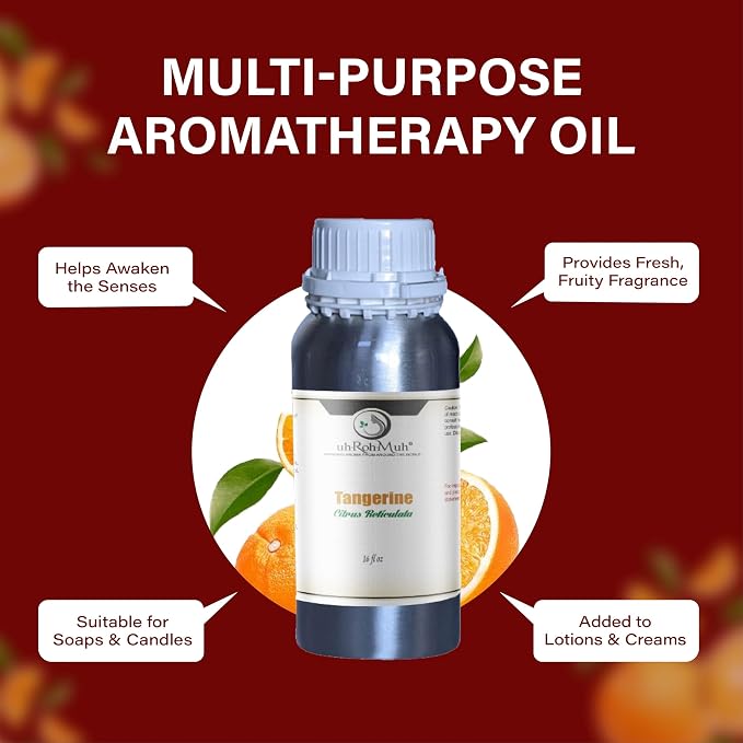 Tangerine Essential Oil, Citrus Reticulata, Cold Pressed Citrus Peel Oil, Sweet Citrus Aroma for Aromatherapy, Diffuser, Massage, Skin Care, Natural Fragrance Oil for Blends – Net Wt:0.5Kg/1.1 lb